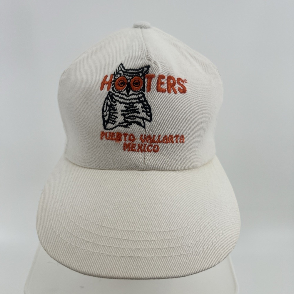 Hooters StrapBack Hat Orange White Script Logo Cap Puerto Vallarta Mexico
